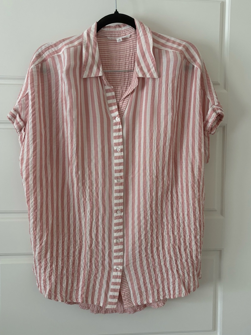 Lightweight Pink and White Striped Button-Down Shirt